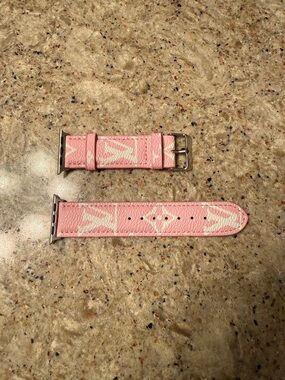 Louis Vuitton Pink and White Monogram Apple Watch Band